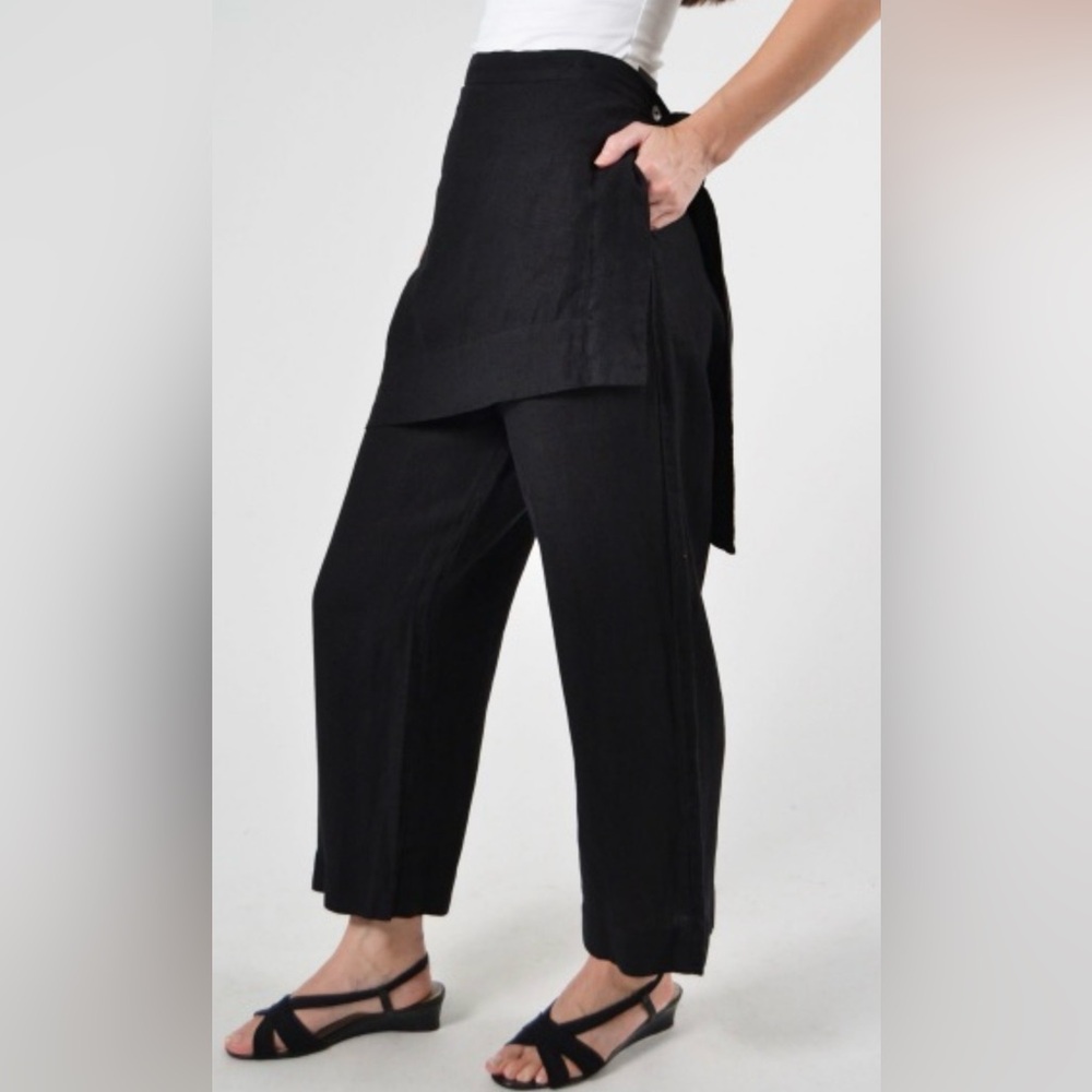 Bryn Walker Linen Women's Black Asymmetrical Skort Ankle Pants
Side Button M - Picture 2 of 5